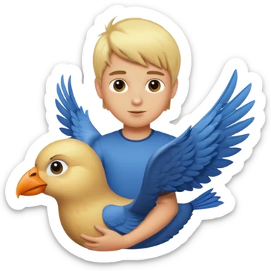 blonde boy with bird riding sticker