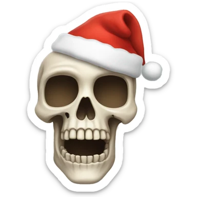 skeleton with a christmas hat on sticker