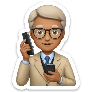 professor with phone sticker