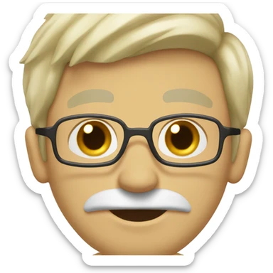 Close up, Blonde with relaxed short curtains guy, dressed as doctor, longer than average oval shaped face, brown eyes sticker