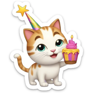 happy birthday funny cat sticker