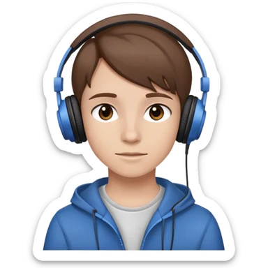 teenager with headphones listening to music sticker