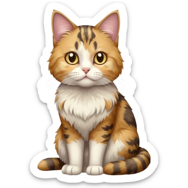 full body anxious looking colourful light calico tabby cat with hazel eyes sticker