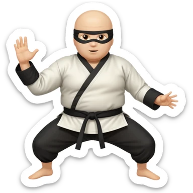 Fat white bald ninja that loves to salsa dance and has diarrhea, but he’s trying to hide it and from Wisconsin who is unathletic trying to do karate high kicks and moves in an unathletic way sticker