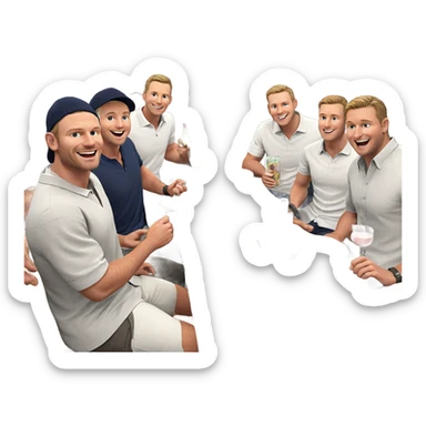 boys enjoying drinks indoors sticker