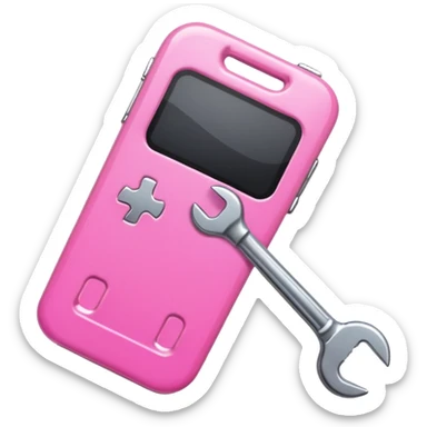 pink cellphone with a wrench sticker