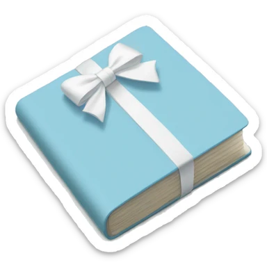 Pastel blue notebook with a white bow on it sticker