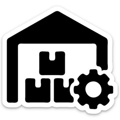 icon for "Supply Chain Experience", geometric shapes, warehouse symbol sticker