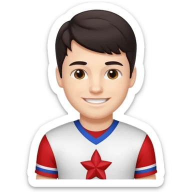 All star Cheerleader white boy boy in with dark hair in cheerleader uniform  sticker