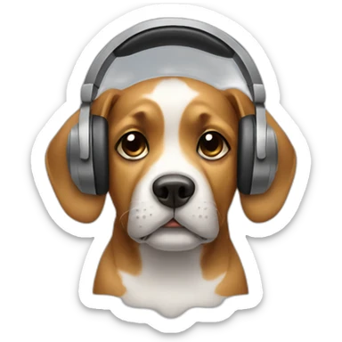DOG WEARING HEADPHONES  sticker