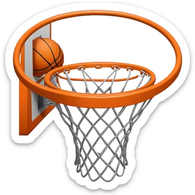 Cinematic Realistic image of a basketball hoop with a detailed metal rim and intricately woven net, captured in dynamic lighting that evokes the charged atmosphere of a competitive court sticker