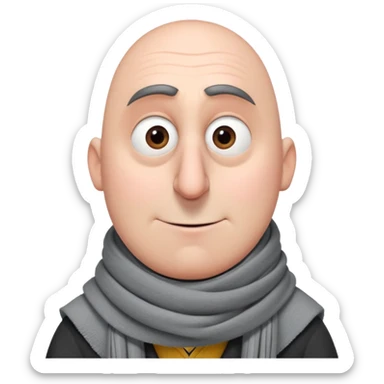 Gru from Despicable Me with his long nose and scarf sticker