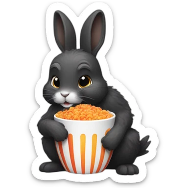 Small Black hairy rabbit eat frootloops sticker