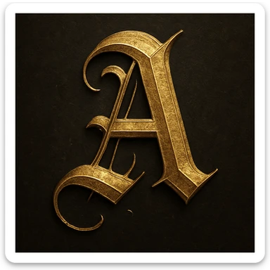 Letter A in gold gothic sticker
