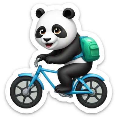 Panda wearing a helmet riding a bike  sticker