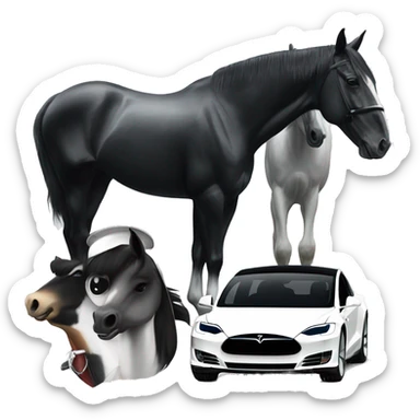 Black and white horse and white model x Tesla sticker