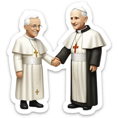 Pope John Paul holding hands with pope Benedict  sticker