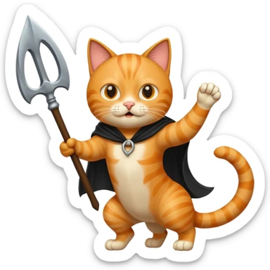 cat defeating grim reaper triumphantly sticker