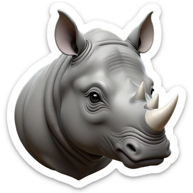 cinematic-noble--rhinoceros-portrait-emoji,slate-grey-hide-poised-and-regal,-with-a-massive,-powerful-build-and-a-thick,--deep-set-soulful-piercing-eyes,-simplified-yet-sharp-and-sophisticated-features,-highly-detailed,-large-black-eyes, white horn sticker