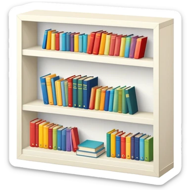 ikea bookshelf filled with colorful books, isometric sticker