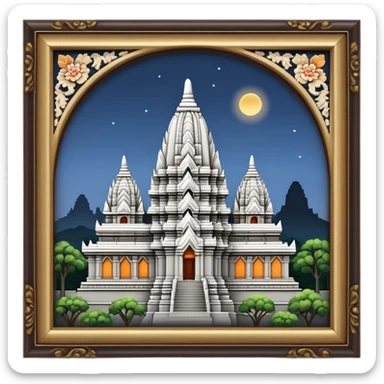 Cinematic Realistic Prambanan Temple Landmark Emoji, depicted as an ornate Hindu temple complex rendered with lifelike detail and dramatic, historical lighting. sticker