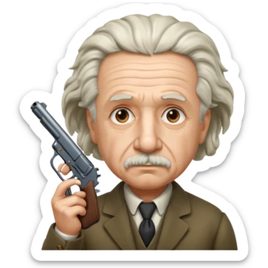 Albert Einstein holding a gun sticker