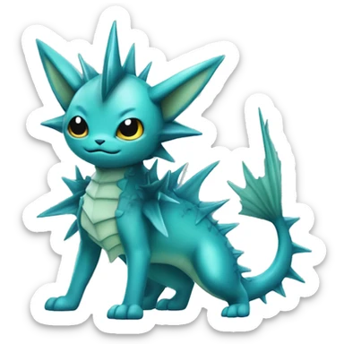 Edgy punk Vaporeon dragon With Fins and spikes full body sticker