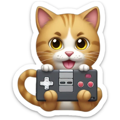 a cat playing gameboy sticker