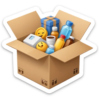 a box with different products sticker