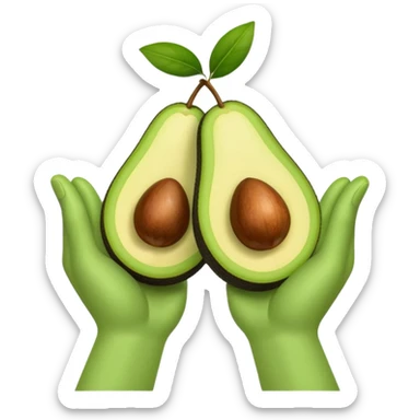 hands holding a so small avocado sticker