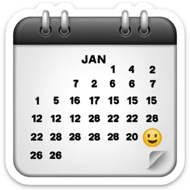 January calendar flat emojy style just writte Jan 2026. More flat style Just JAN 2026 should be on it. No need for days , shoujdbe JAn 2026 written in the middele of the icon sticker