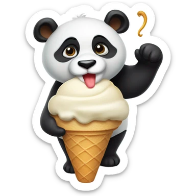 Panda eating ice cream sticker