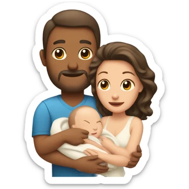 dad mom and newborn sticker