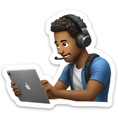 A Gamer playing game in mobile  sticker