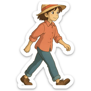 ghibli style person walking sticker
