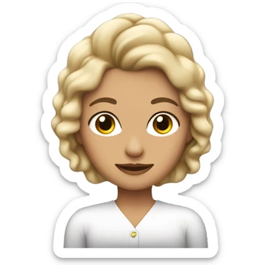 Mujer con cabello ondulado, con ojitos de fueguito, sticker