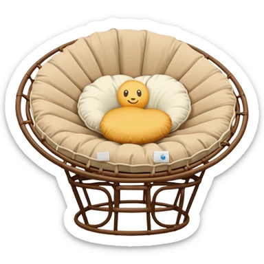 Light brown Papasan chair with cream cushion sticker