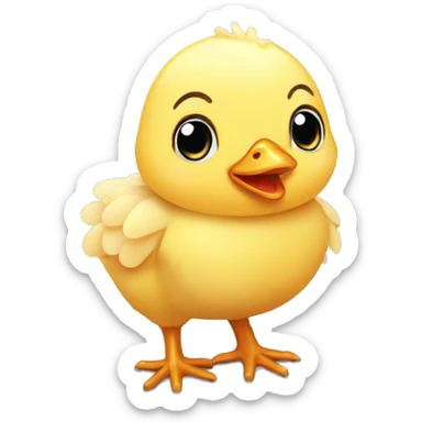 baby chicken with egg shell on top of it's head sticker