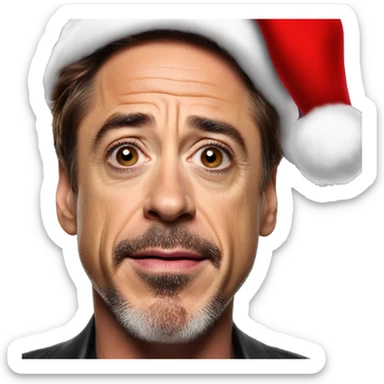 robert downey jr. with santa hat sticker