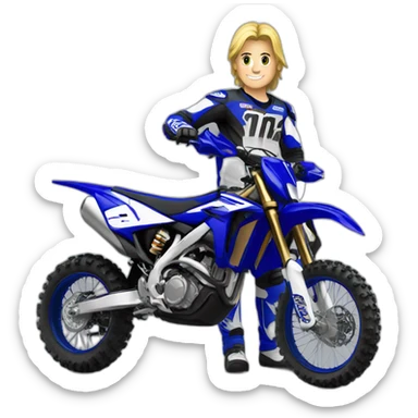 Moto cross yamaha avec un homme blond  sticker