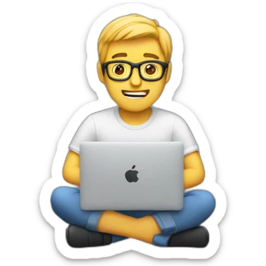 Guy coding on the macbook animated sticker
