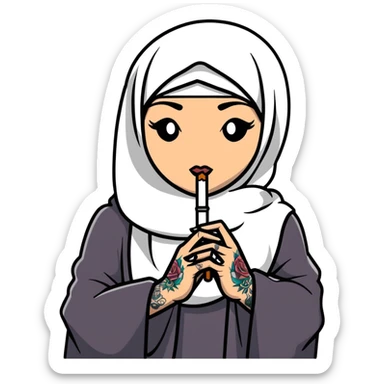 Hijabi gothic with a cigarette and tattoos and white skin  sticker