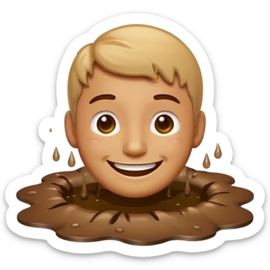 apple style emoji of a man who has fallen into a puddle sticker