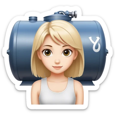 Beautiful girl smilling with big eyes and "ryu" written on toptank sticker