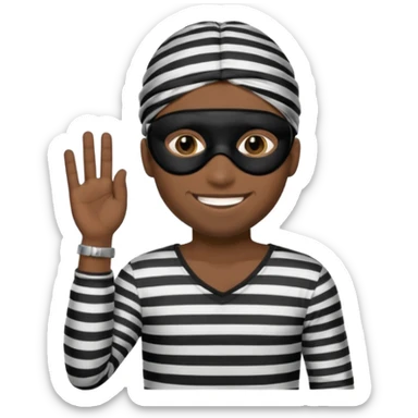 A theif robber emoji,Stripped shirt,eye mask, black head. sticker