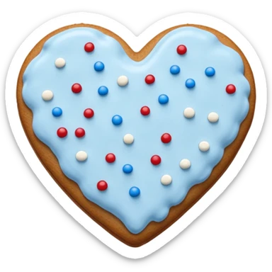 gingerbread heart cookie with white icing and blue sprinkles sticker
