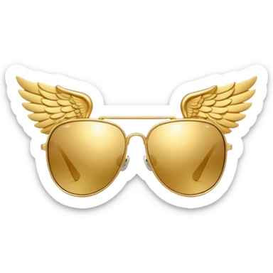 fancy gold sunglasses with wings sticker