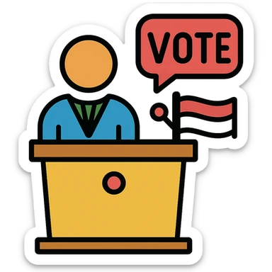 Add a flag to the politics icon, keep the lineal color icon style, no background. sticker