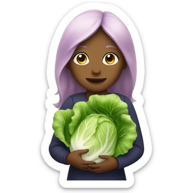 Girl hold in hands a cabbage  sticker