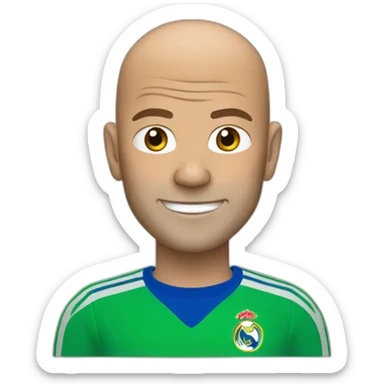 zinedine zidane with blue and green shirt sticker